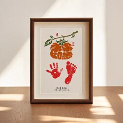 One-Year-Old Hand and Foot Print Photo Frame, Full Month Souvenir Photo Frame, 100-Day Newborn Baby Handprint and Footprint, Baby Birth Keepsake