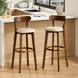 Solid Wood Bar Stools, Vintage Style Island Chairs, Light Luxury High-End Cashier Counter Bar Stools, Retro High Stools, Home Bar Chairs