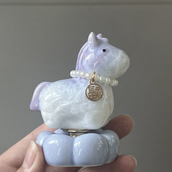 Get Rich Instantly Jingdezhen Crystal Glaze Small Horse Desktop Ornament High-Value Ceramic Fortune Horse New Year Gift