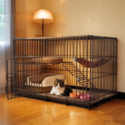 Cat Cage for Home Use, Large Indoor Space, Double-Layer Cat Villa with Platform and Stairs, Pet Cage, Cat Toilet Integrated Cage