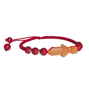 
Purely handmade mahogany sword baby bracelet for girls, boys and children, real cinnabar red rope anklet, small ax pendant