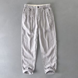 
2025 Spring and Summer New Men's Clothing Trend Retro Fashion Linen Casual Pants Loose Ramie Wide Leg Pants Men's Pants