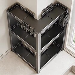 Kitchen Corner Spice Rack 2026 New Model Multifunctional Countertop Corner Knife Holder Seasoning Storage Organizer