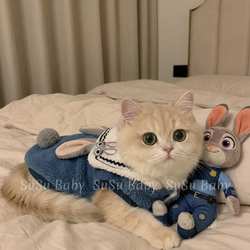 Autumn and Winter Cat Clothes, Cute Cartoon Coral Velvet Pet Vest, Warm and Thickened Cat and Dog Clothes, Rabbit Vest