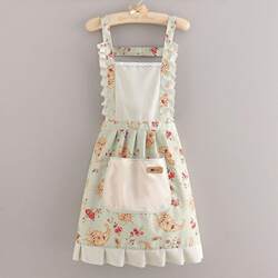 Korean Style Canvas Princess Dress Apron, Fashionable and Wear-Resistant, for Cooking, Kitchen, Home Use, Apron, Catering Work Clothes for Women