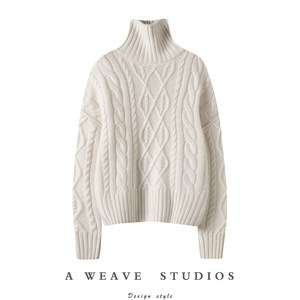 
Stunning beauty with a beautiful upper body~2024 spring new style striped three-dimensional loose and lazy knitted pure cashmere sweater for women