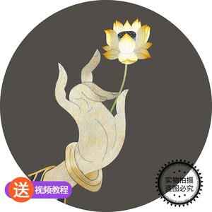 Full screen) Su Embroidery DIY Kit Embroidery 3 Alliance Buddha Hand lotus Su Embroidery Material Back Self -Embroidered Tutorial