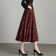 Printed skirt for women Spring and Autumn 2025 new high-waisted A-line skirt mid-length large swaying and slim pleated skirt umbrella skirt