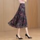 2025 summer new style flower-cut chiffon skirt for women A-line versatile midi skirt high waist large size slim dance skirt
