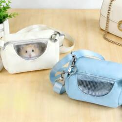 Fleece-Lined Pet Travel Backpack for Sugar Gliders, Hamsters, Guinea Pigs, Warm Small Pet Carrier, Portable Cylindrical Backpack for Small Pets