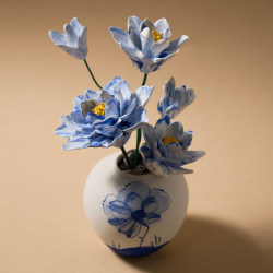 Jingdezhen Handmade Ceramic Flower Set, Blue and White New Chinese-Style Home Decor, Living Room, Tea Room, Entrance Hall, Light Luxury Decorations