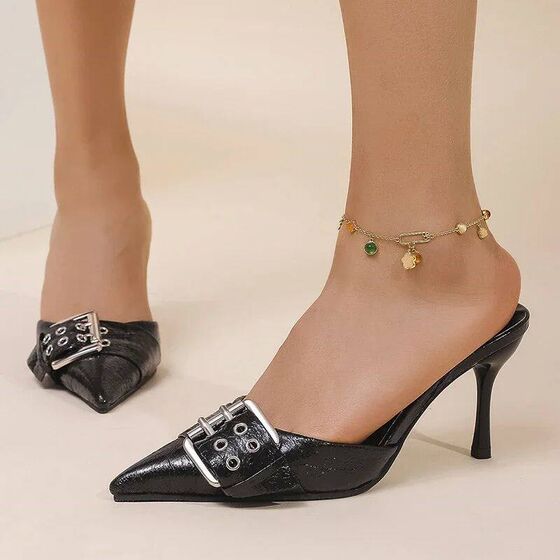High Heels Pointed Toe High Heel Mules Slippers Women Fashio