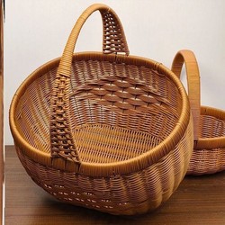 New Style Handmade Imitation Rattan Woven Fruit Basket, Shopping Basket, Egg Basket, Portable Vegetable Basket, Storage Basket, Picking Basket, Picnic Basket