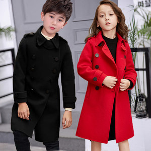 
Boys woolen coat 2021 new style girls big children fashionable coat children woolen girls girl boy mid-length style