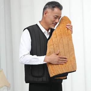 Middle -aged dad autumn and winter vest with velvet plus thickened warm cotton folder middle elderly men's men's shoulder men's vest
