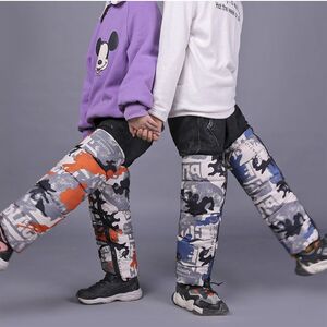 
Children's knee pads and car legs with velvet thickened down cotton warm rainproof and splashproof cotton pants legs windproof men and women
