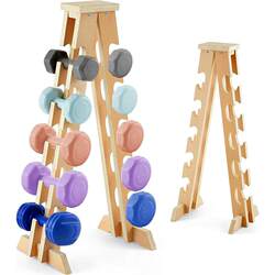 Wooden Dumbbell Rack, Small Dumbbell Rack, Multi-Functional Storage Rack, Three-Layer Barbell Rack, Commercial Gym Dumbbell Rack