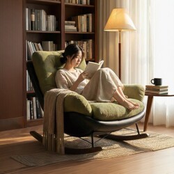 Rocking Chair Recliner for Home Living Room Balcony Lazy Sofa Chair Can Sleep and Recline Retro Style Single Leisure Rocking Chair