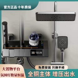 Official Flagship Genuine All-Copper Shower Set Gunmetal Top Ten Brands Household Constant Temperature Bathroom Shower Booster