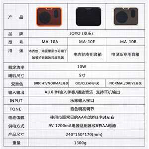 Joyo Zhuo Ma10 Electric Woods Guitar Box Vocal Speaker Folk Bolk Bas Drum Musical Music Portable Music Sound