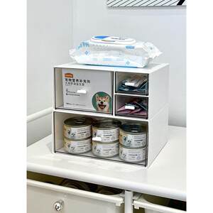 
Pet supplies storage cabinet, dog toy snacks, moisture-proof storage box, large capacity cat meal bag, drawer-type storage rack