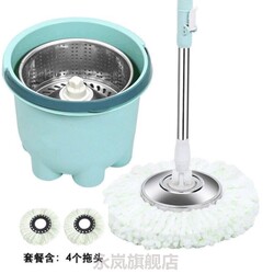 Thickened Self-Wringing Mop for Home Use, Hands-Free Lazy Mop, Small Magic Mop, Single Bucket Mop, Rotating Mop, Lazy Mop