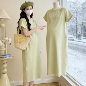 
Plus size maternity wear 2026 new summer short-sleeved maternity dress pure cotton breathable long comfortable T-shirt skirt