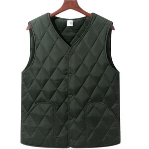 
New autumn and winter style middle-aged and elderly thickened down cotton casual vest dad wears V-neck plus velvet cotton men's vest inside and outside