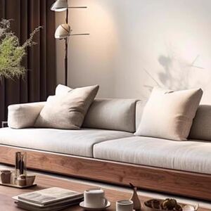 Black walnut ash straight-row sofa business reception New Chinese style Zen Hotel B&B Office Living Room Furniture
