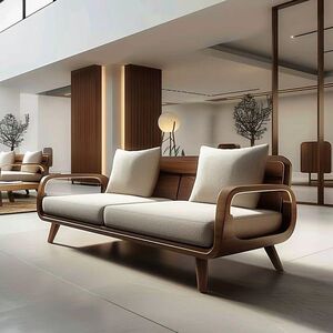 
2025 New Chinese-style North American Black Walnut Ash Sofa Inline Zen Leisure Hotel B&B Office Furniture