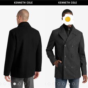Autumn and winter men's woolen woolen coat coat coat top two slim double -breasted long -sleeved long -sleeved lapels increase

