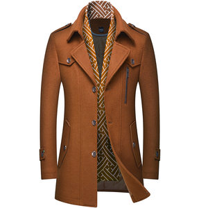 High -quality quality men's life -oriented year red wine red jujube red woolen woolen woolen trench coat
