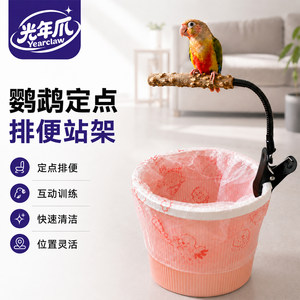 
Parrot fixed-point defecation stand training special black phoenix peony small sunbird with trash can stand toilet toilet