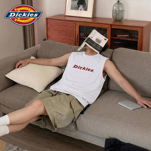 
Dickies white cotton sleeveless vest for boys 2026 new summer breathable sports waistcoat retro vest