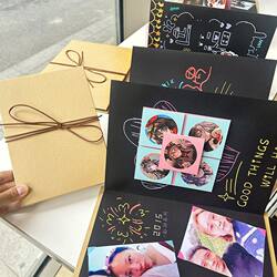 Accordion Folding Small Photo Album with Blank Cover, Vintage Kraft Paper, Handmade Growth Memory Album, Creative Gift