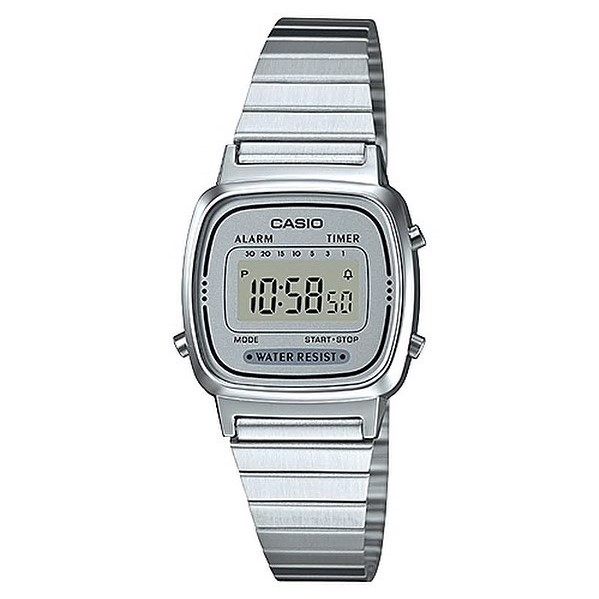 Casio LA670/LA680/A168WA square electronic small gold watch silver watch steel belt