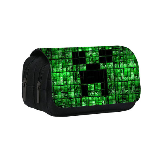 
New Minecraft game peripheral student stationery bag double layer large capacity student zipper pencil bag stationery bag