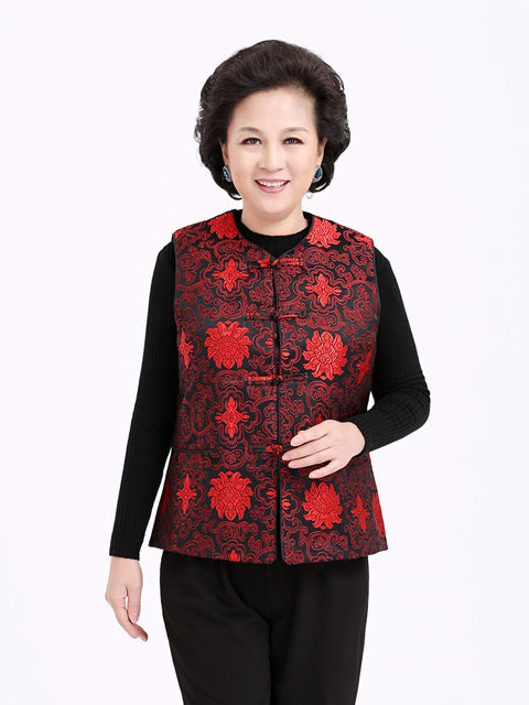 Middle-aged and elderly women's sheepskin wool vest vest female mother's vest Ningxia Tan Sheep second fur fur one-piece vest