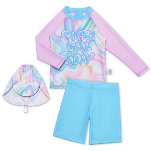 
New style girls cute long-sleeved shorts split swimsuit medium and large children and girls sun protection long-sleeved children's swimsuit suit