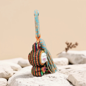 
Rainbow wood love cloth keychain hand-woven Tibetan tassel pendant car pendant bag pendant key