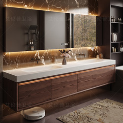 Medieval-Style Bathroom Cabinet Set, Red Oak 2026 New Model, Rock Slab Hot-Bent Integrated Basin, Washstand, Hand-Washing Basin