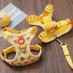 
Cat leash vest-type anti-lost and outing special puppy adjustable yellow duck walking cat leash chest strap