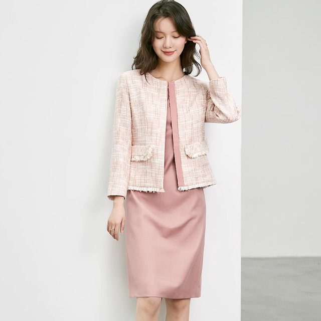 OFFIY-British Rose Temperament Rich Girls' Slim High-end Small Scent Pink Suit Jacket Women