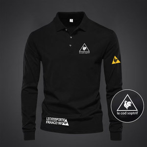 
2025 Hong Kong style POLO long-sleeved T-shirt for men, antibacterial and breathable new style, business fashion trend lapel, handsome autumn and winter style