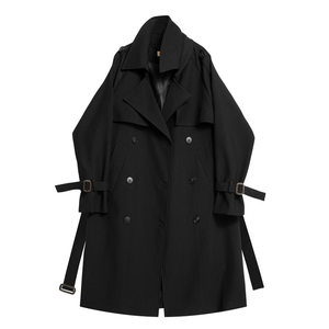 Windbreaker coat for men and women, spring and autumn styles, popular medium length, small stature, British style, high-end draped temperament, casual coat