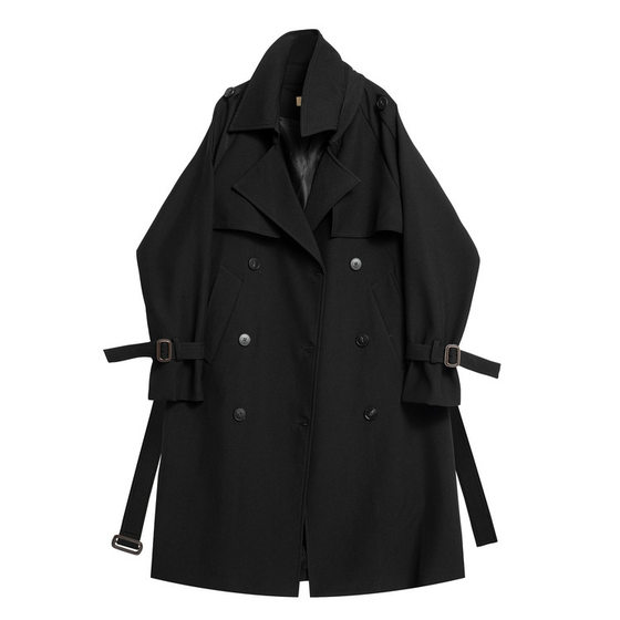 Windbreaker coat for men and women, spring and autumn styles, popular medium length, small stature, British style, high-end draped temperament, casual coat