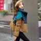 Contrast color knitted shawl down jacket 2024 winter new European station loose thickened white duck down jacket bread coat