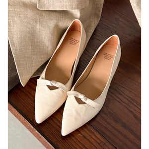 
Kmeizu shows small feet~5cm inner height increasing single shoes for women new pointed toe genuine leather gentle commuter silent wedge scoop shoes