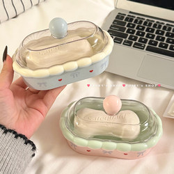 High-Looking Double-Layer Soap Box with Lid for Draining Water, Portable Soap Storage Box for Student Dormitories, Bathrooms, and Home Use