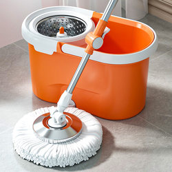 Rotating Mop, One-Step Cleaning, Dual-Use for Wet and Dry, Hands-Free Washing, Floor Cleaning Magic Tool, Household Mop with Automatic Wringing and Water Bucket